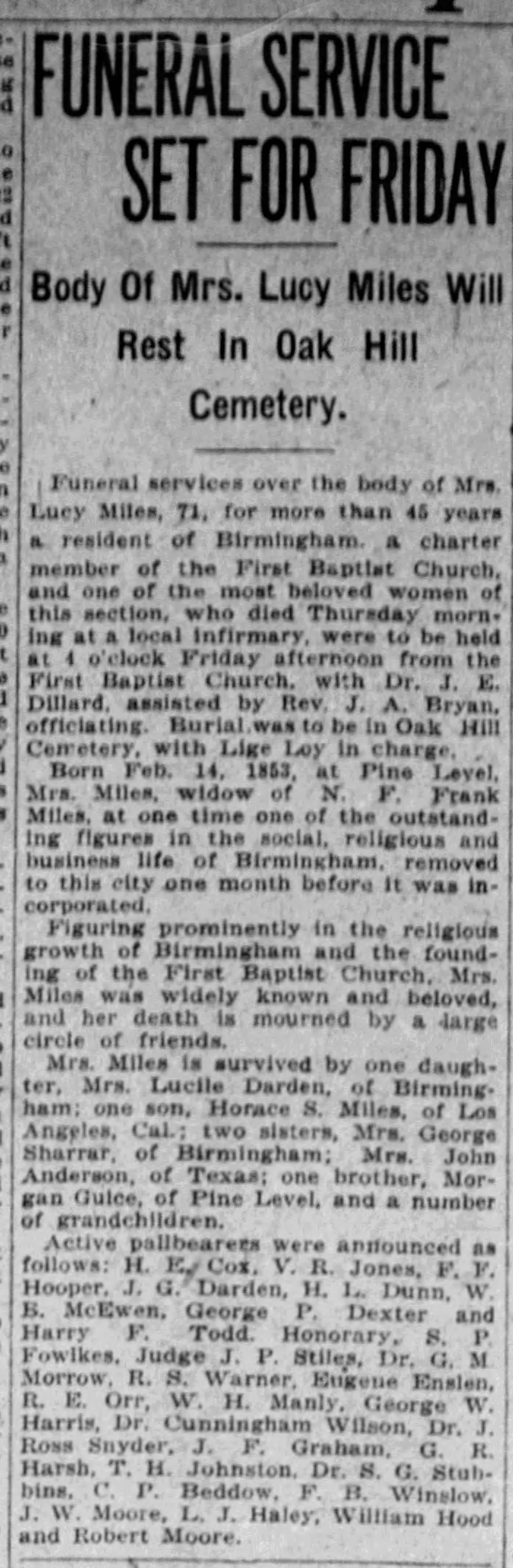 Funeral Service Set for Friday